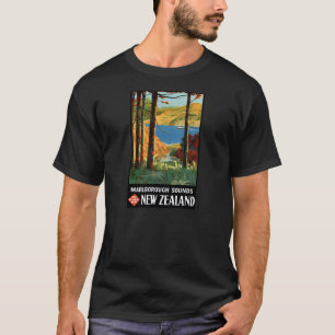 T-shirt Nouvelle-Zélande Marlborough Sounds Poster vintag
