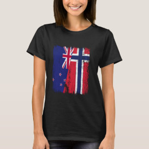 T-shirt Nouvelle-Zélande Norvège Demi-drapeau Nouvelle-Zél