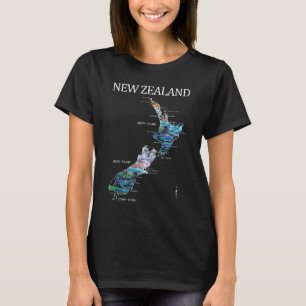 T-SHIRT NOUVELLE ZÉLANDE PAUA CARTE DÉTAILLÉE