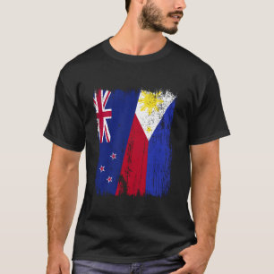T-shirt Nouvelle-Zélande Philippines Demi-drapeau Nouvelle