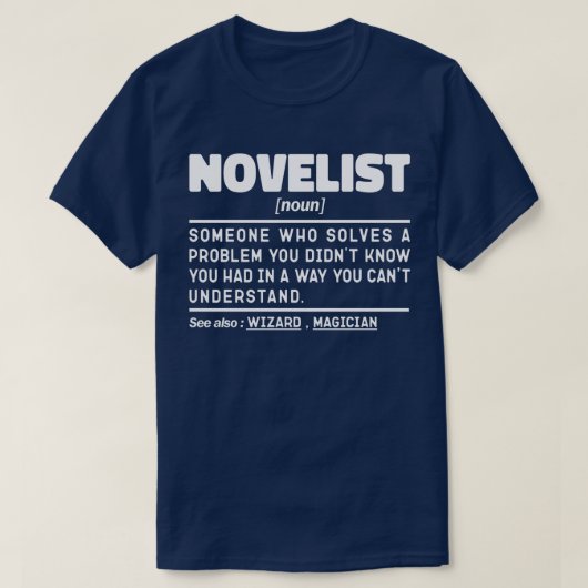 T-shirt Novelist Noun Définition Cool d'écriture créative (Design devant)