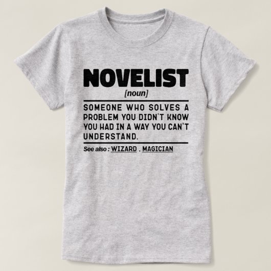 T-shirt Novelist Noun Définition Cool d'écriture créative (Design devant)