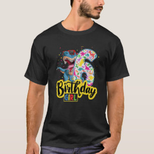 T-shirt Novelty Rawr I'm 6 mignonne Kids I Am 6 Girl Dinos