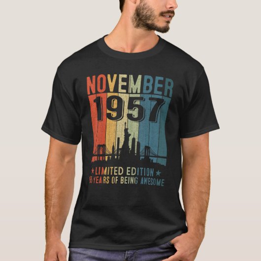 T-shirt Novembre 1957 65 Years Of Being Awesome 65th Birth (Devant)
