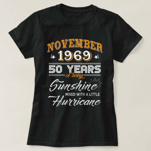 T-shirt Novembre 1969 cinquantième cadeaux d'anniversaire (Design devant)