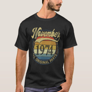 T-shirt Novembre 1974 Toutes les pièces d'origine Vintage 