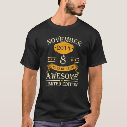 T-shirt Novembre 2014 8 Ans D'Être Magnifique Rétro 8ème B (Devant)