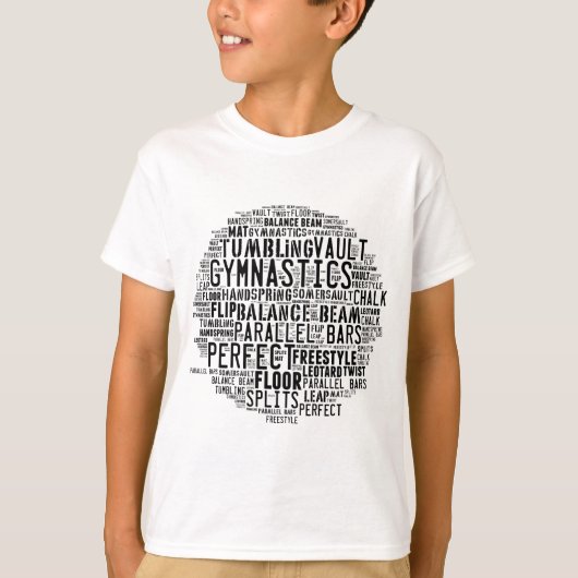 T-shirt Nuage de mot de gymnastique dégringolant (Devant)