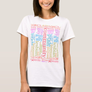 T-shirt Nuage de mots de la communauté arc-en-ciel LGBTQ+