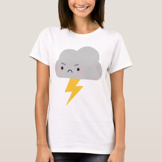 T-shirt Nuage de tonnerre et d'éclair de Kawaii (Devant)