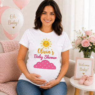 T-shirt Nuages roses aquarelles amusants pour la baby show