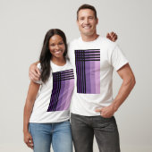 T-shirt Nuances De Violet Et Bandes Noires Nom Personnalis (Unisexe)