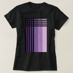 T-shirt Nuances Violettes Et Bandes Noires Nom Customisé