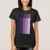 T-shirt Nuances Violettes Et Bandes Noires Nom Customisé (Devant)