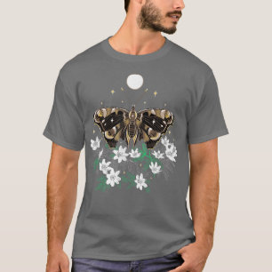 T-shirt Nuit avec papillon de printemps noir à l'anémone