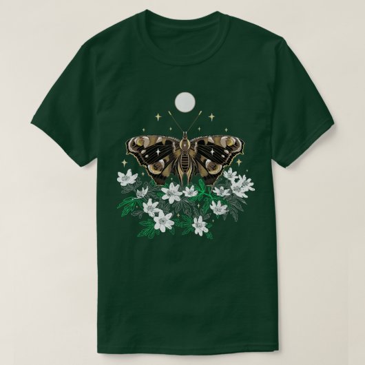 T-shirt Nuit avec papillon de printemps noir à l'anémone (Design devant)