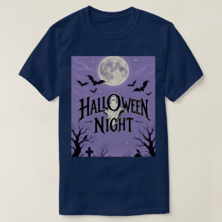 T-shirt Nuit d'Halloween Lune Fantôme Cimetière