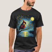 T-shirt Nuit étoilée Cardinal du Nord Van Gogh Oiseau Love (Devant)