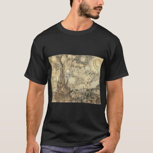 T-shirt nuit étoilée de Van Gogh dessinant le nig étoilé (Devant)