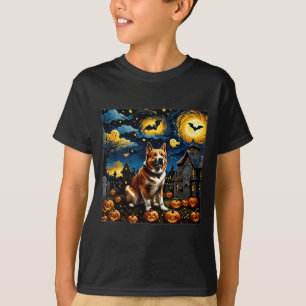 T-shirt Nuit étoilée d'Halloween Akita effrayant