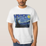T-shirt Nuit étoilée par Vincent Van Gogh<br><div class="desc">Nuit étoilée par Vincent Van Gogh peinture chef-d'oeuvre art beau impressionnisme peinture couleur vive belle qualité paysage art post décoration</div>