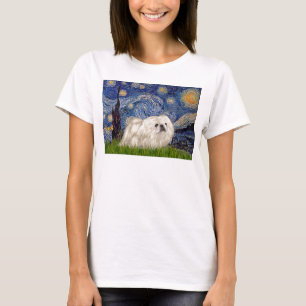 T-shirt Nuit étoilée - Pekingese blanc 4