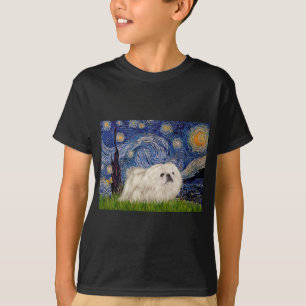 T-shirt Nuit étoilée - Pekingese blanc 4