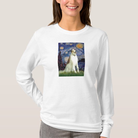 T-shirt Nuit étoilée (Vertical) - Borzoi (Devant)
