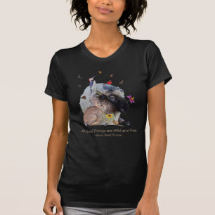 T-shirt Nuit sauvage avec nature : oiseaux, papillons, mam