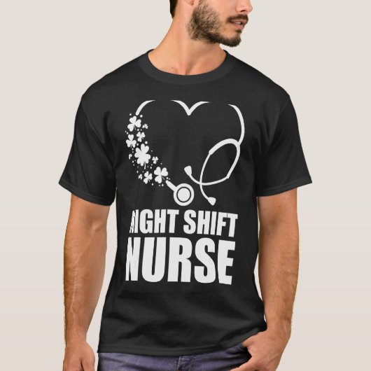 T-shirt Nuit Shift Nurft St Patrick S Day Stethoscope Hea (Devant)