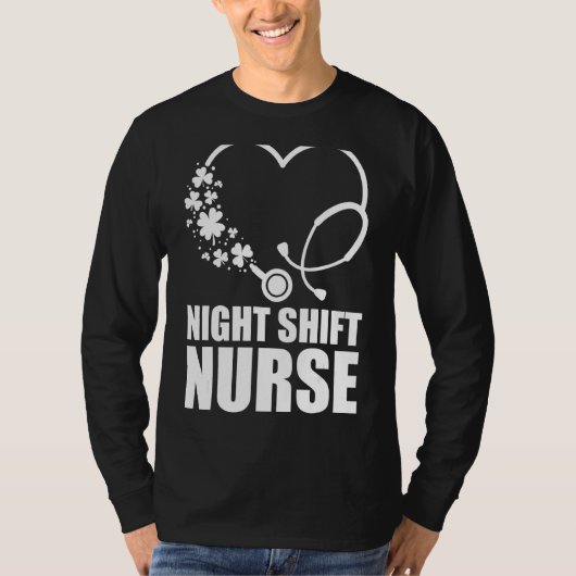 T-shirt Nuit Shift Nurft St Patrick S Day Stethoscope Hea (Devant)