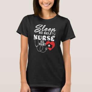 T-shirt Nuit Shift Nurse Dormir Toute La Journée Infirmièr