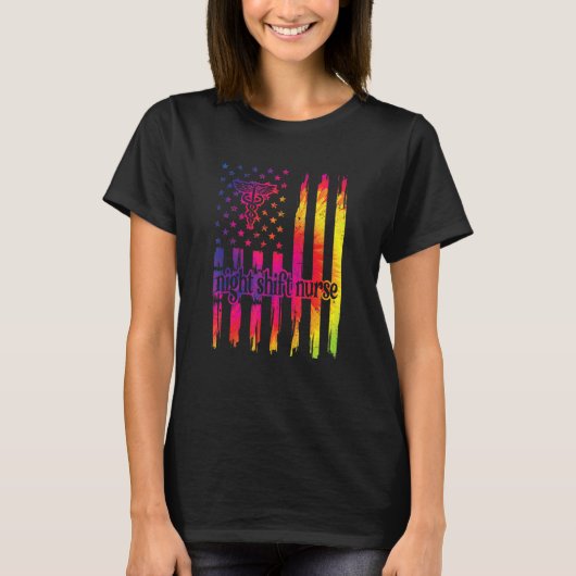 T-shirt Nuit Shift Nurse Us Drapeau Nuit Shift Nurse (Devant)