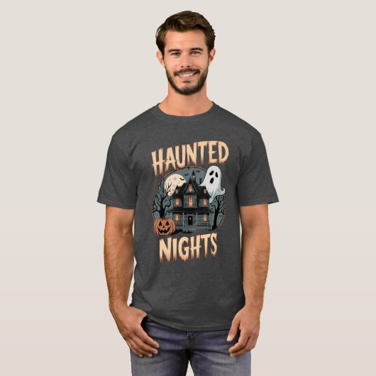 T-shirt Nuits hantées : Halloween Éffrayant (Devant entier)