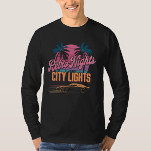 T-shirt Nuits Rétro Lumières de la Ville Voiture Vintage C