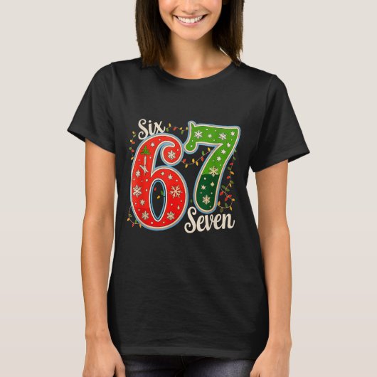 T-shirt Number 67 Funny Six Seven 6 7 Meme Christmas Light (Devant)