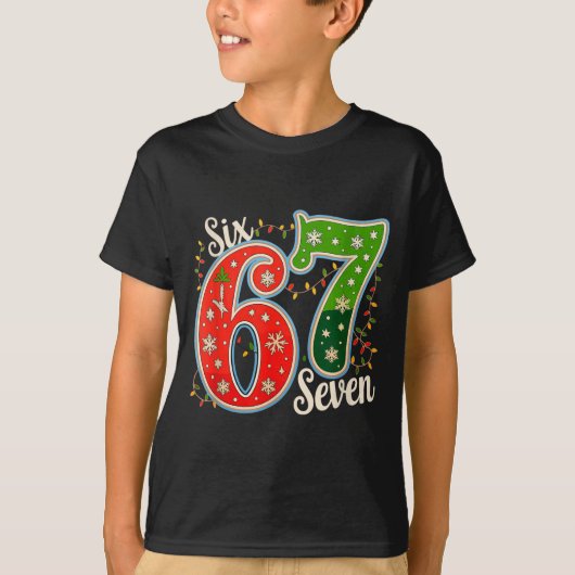 T-shirt Number 67 Funny Six Seven 6 7 Meme Christmas Light (Devant)