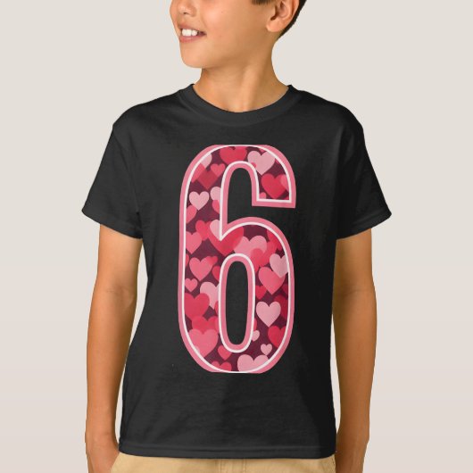 T-shirt Number 6 Tee Six Seven 6 7 67 Valentines Matching  (Devant)