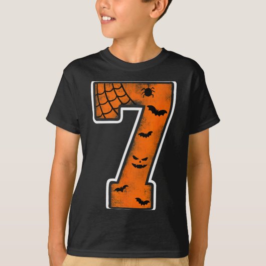 T-shirt Number 7 7th Birthday Boy Seven Halloween Happy Bi (Devant)