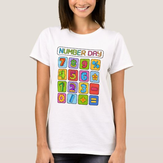 T-shirt Number Day Math Icons Calculator T Shirt (Devant)