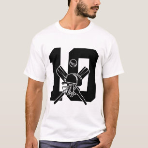 T-shirt Numéro 10 Ans Cricket 10e Anniversaire