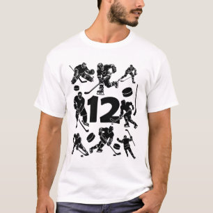 T-shirt Numéro 12 ans de hockey sur glace 12e anniversaire
