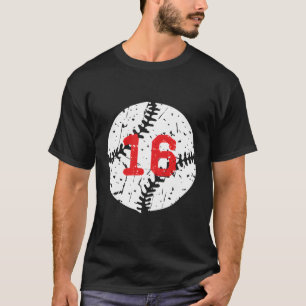 T-shirt Numéro 16 Joueur de baseball Numéro 16