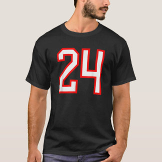 T-shirt Numéro 24 White Red Sports Jersey Anniversaire Luc