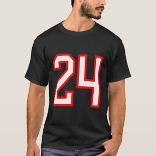 T-shirt Numéro 24 White Red Sports Jersey Lucky Numéro 24
