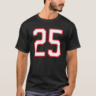 T-shirt Numéro #25 Sports Jersey Birthday Red White Lucky 