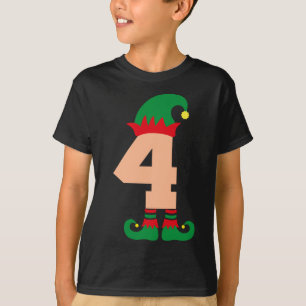 T-shirt Numéro 4 Elf Chrismas Thème 4 année Garçons Enfant