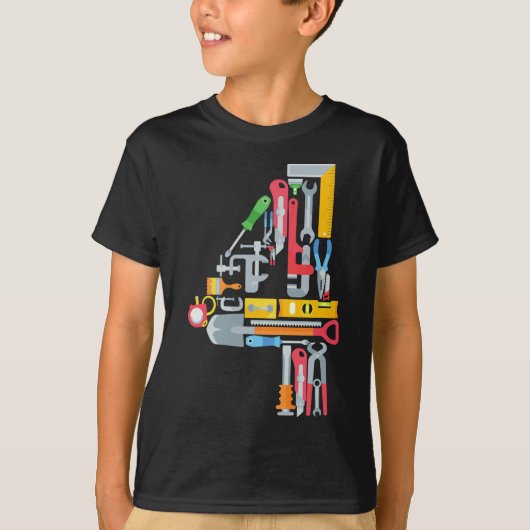 T-shirt Numéro 4 Outils de construction 4 ans (Devant)