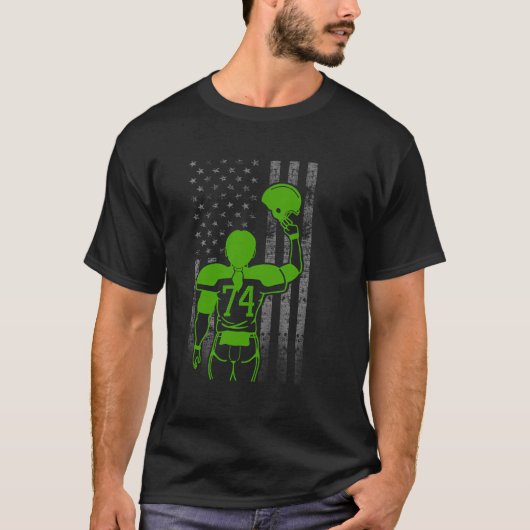 T-shirt Numéro 74 Drapeau Vert Femme Joueuse De Football A (Devant)