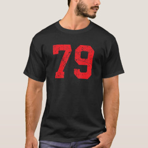 T-shirt Numéro #79 Sports Jersey Rouge Vintage détendu Lu